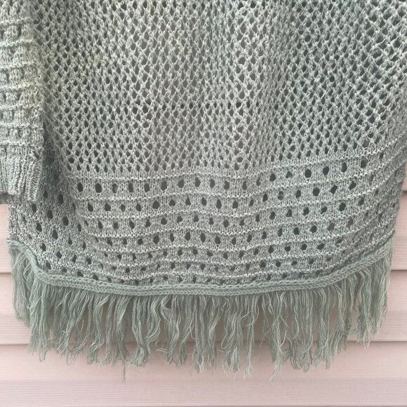 Mint Green BOHO Audrey Parks Fringe Sweater - great color! - Like New! - Picture 4 of 6